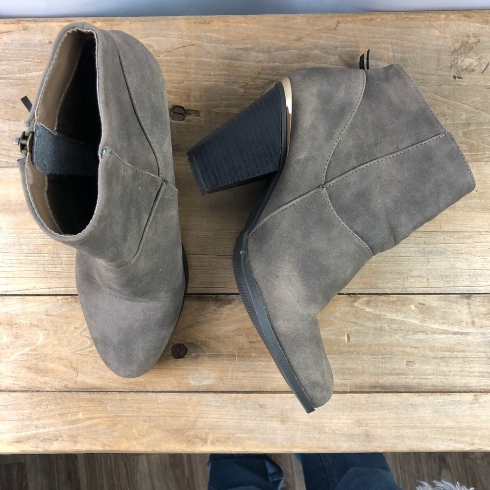 Charlotte Russe taupe vegan leather heeled boots, 9